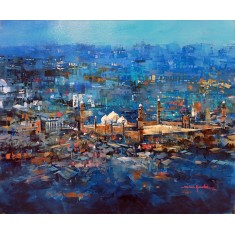 Shan Amrohvi, 30 x 36 inch, Acrylic on Canvas, Cityscape Painting, AC-SA-181